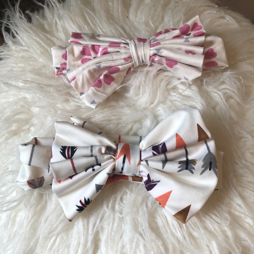 Set of 2 fabric bow headbands